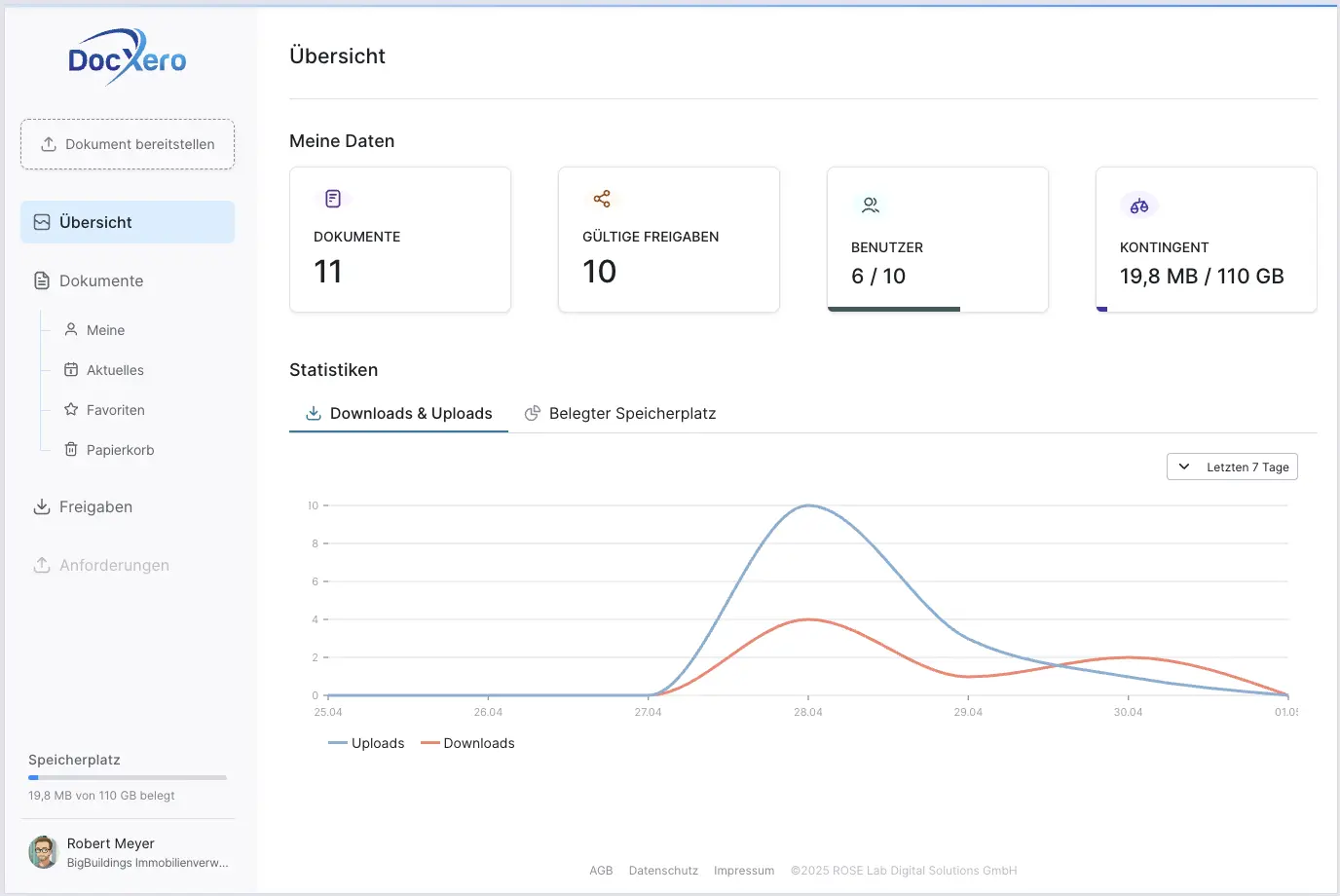 Screenshot der DocXero Anwendung – Beispielintegration